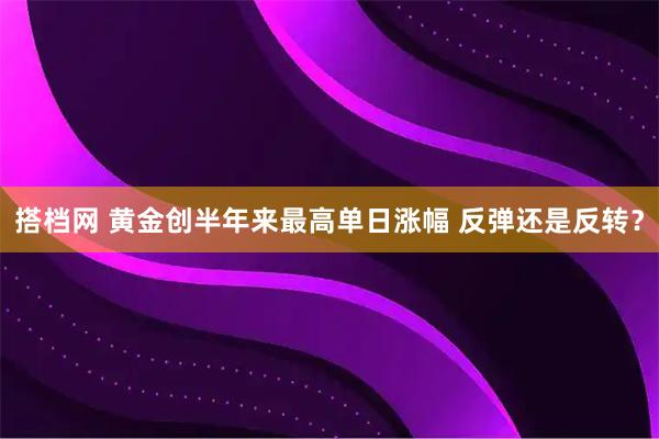 搭档网 黄金创半年来最高单日涨幅 反弹还是反转？